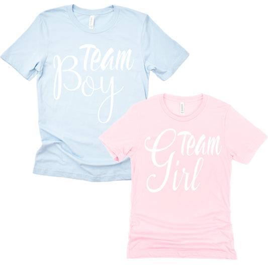 Gender Reveal Team Boy Team Girl Baby Shower Shirts